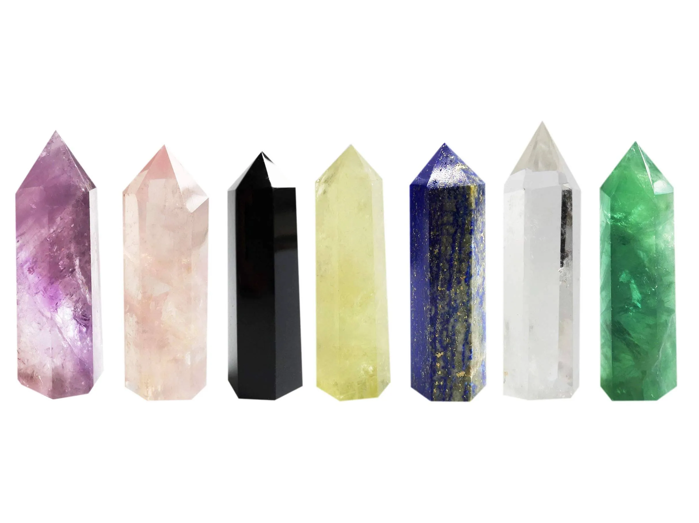 Healing Crystal Wands Point Faceted Prism Bars for Reiki Chakra Meditation Therapy Deco