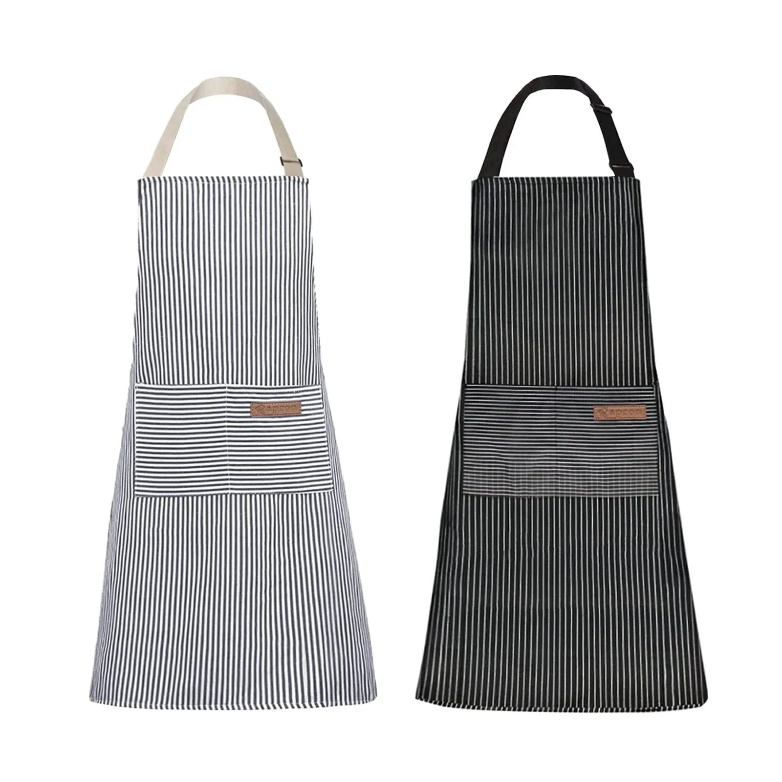 2PC Cotton Polyester Cooking Apron Adjustable Bib Apron with Large Pocket