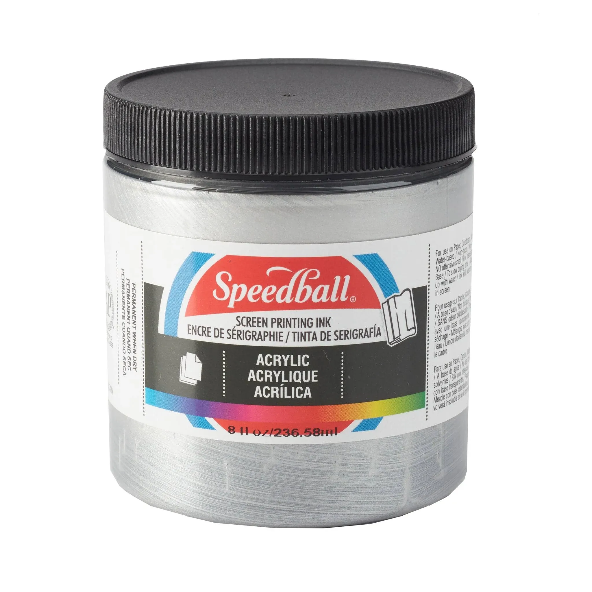 Acrylic Screen Printing Ink silver, 8 oz.