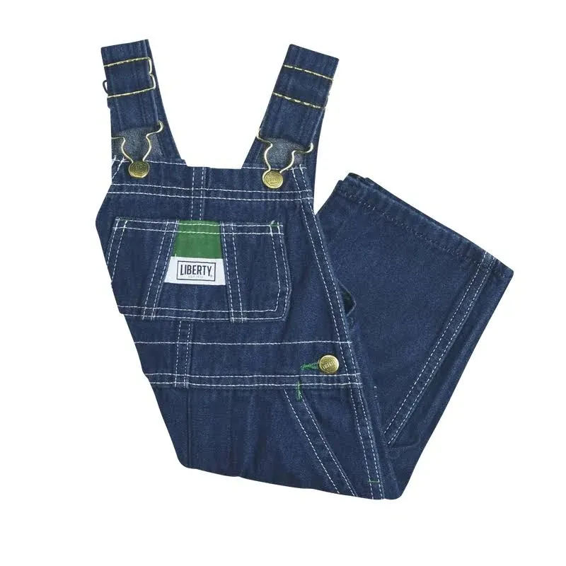 Liberty Baby/Toddler Blue Denim Bib Overalls w/ Snap Legs, Sz. 12 Mos.