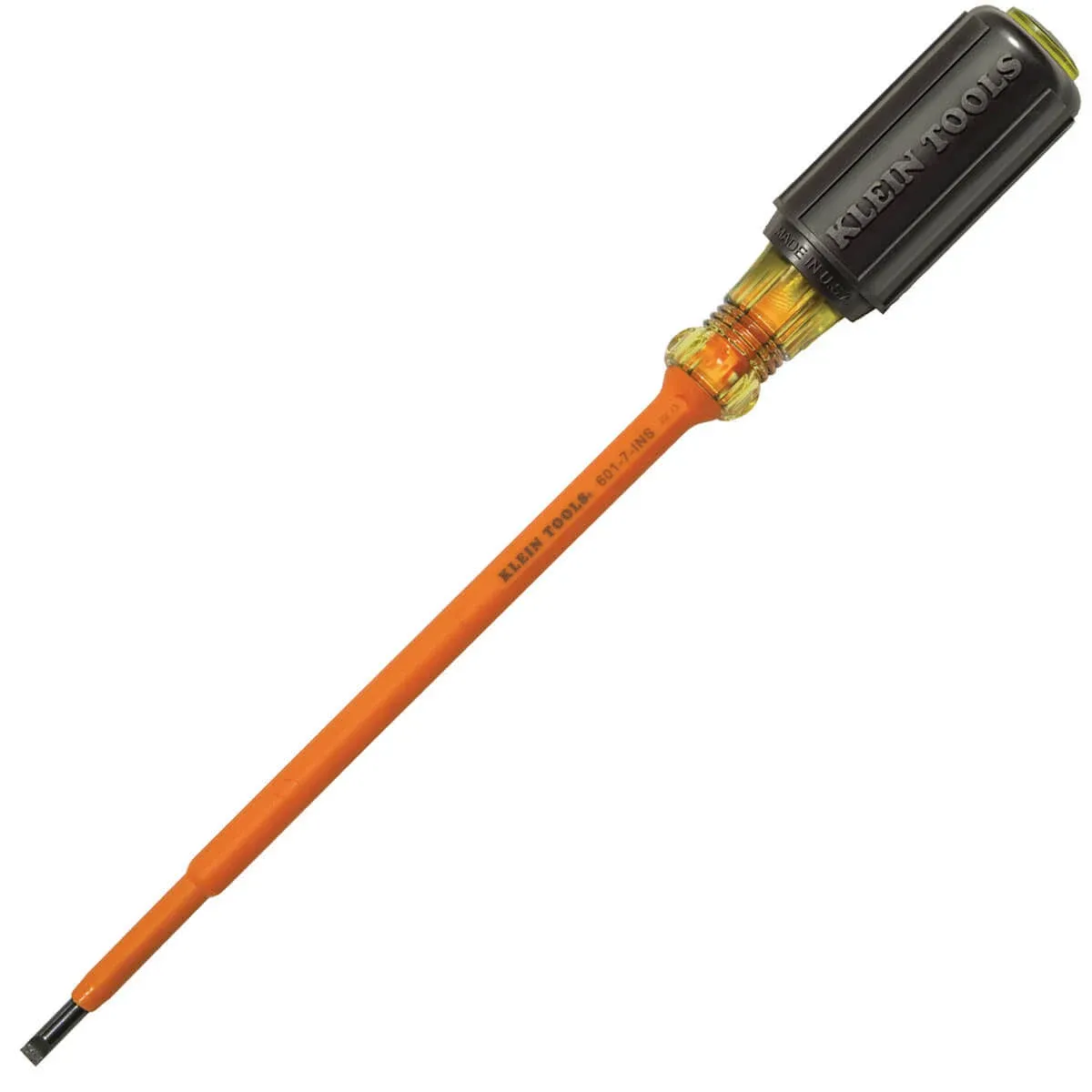 Klein Tools 601-7-INS 7" Insulated Screwdriver 3/16" Cabinet