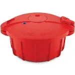 SilverStone 51388 Microwave BPA Free Microwave Pressure Cooker - 3.4 Quart, Red