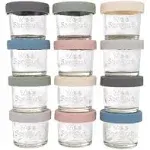 WeeSprout Glass Baby Food Storage Jars w/ Silicone Lids (4 oz, 12 Pack Set)