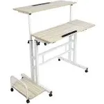 Mind Reader Mobile Sitting, Standing Desk, White