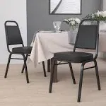 Flash Furniture 4 Pack Hercules Series Trapezoidal Back Stacking Banquet Chair in Black Vinyl - Black Frame