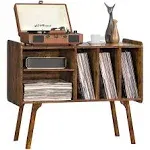 Lerliuo Record Player Stand with 4 Cabinet Holds Up to 220 Albums Large Turnt...