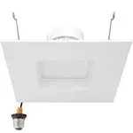 Maxxima White 5-in or 6-in 1200-Lumen Switchable White Square Dimmable LED Canned Damp Rated Recessed Downlight Lowes.com