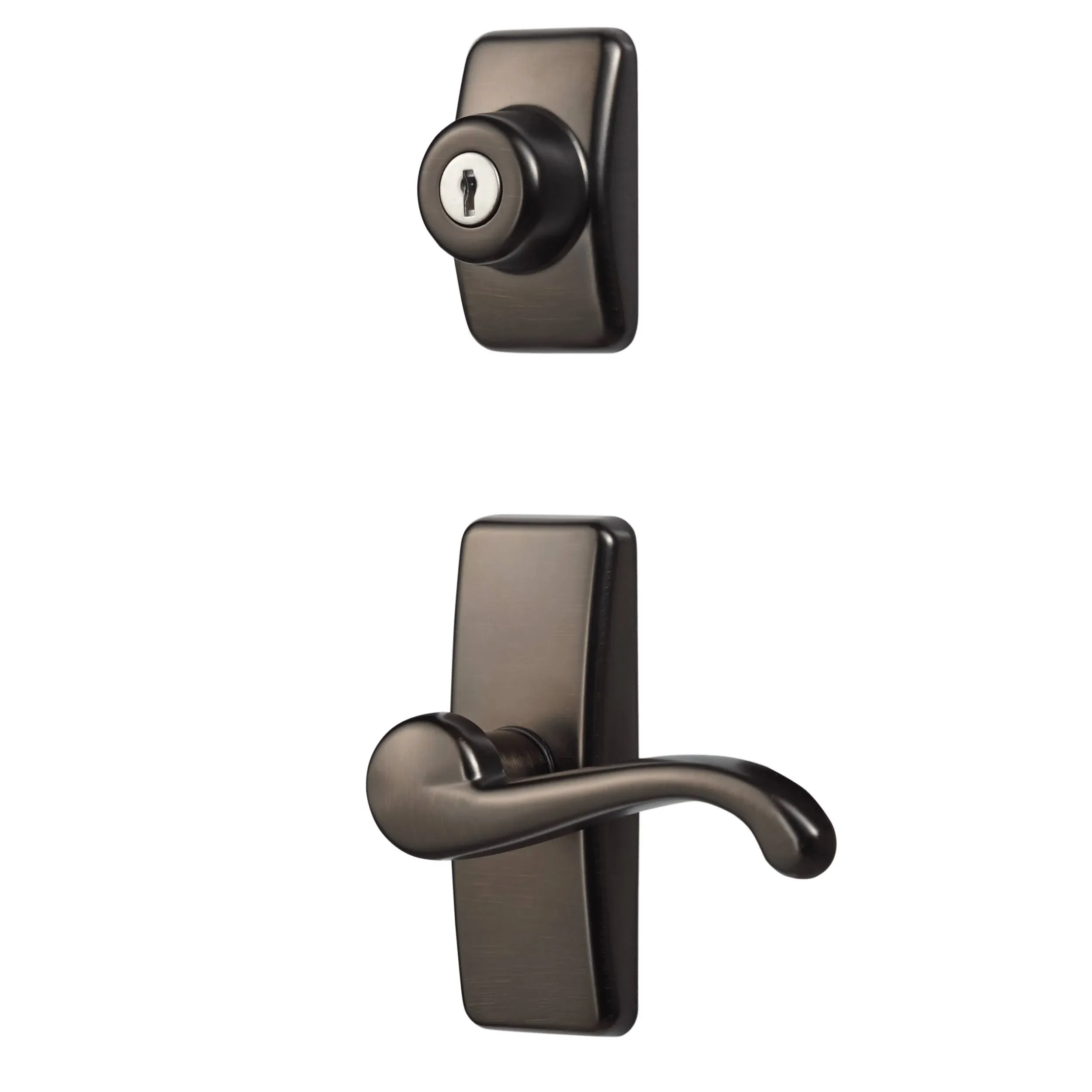 Ideal Security Door Lever with Deadbolt Lock for Storm and Screen Doors, Oil Rubbed Bronze (4-Piece Set)