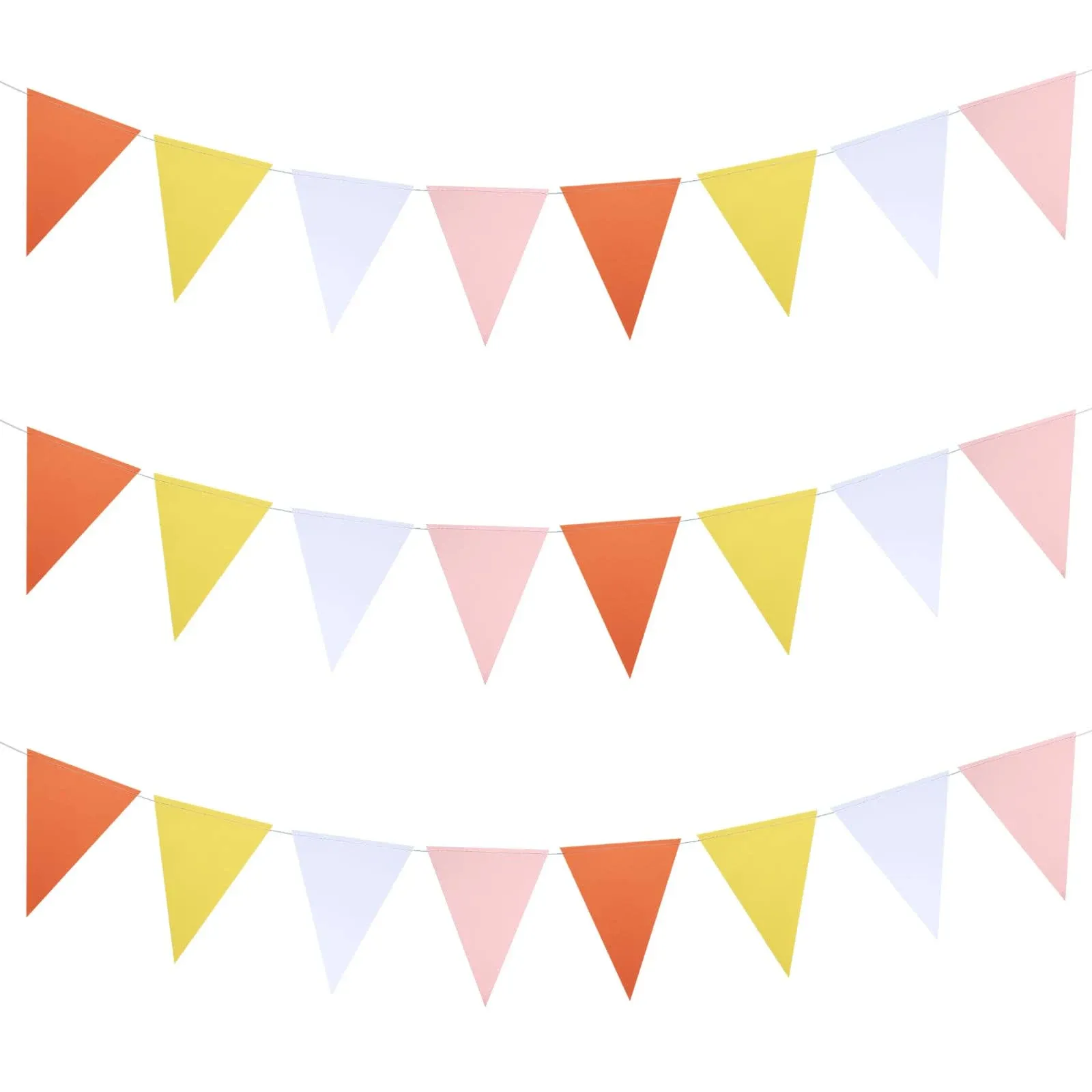 Guzon 30 Feet Orange Pink and Yellow Groovy Party Pennant Banner Flags String Hanging Triangle Bunting Flags for Wedding, Baby Shower, First Birthday Party Decorations