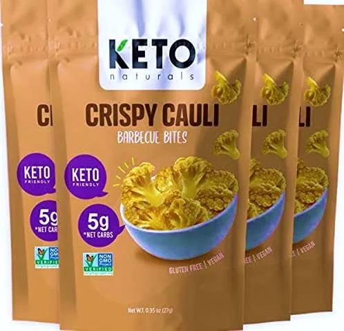 Cauliflower Chips Keto Bites Low Carb Cauliflower Thins (BBQ 4 Pack) Healthy ...