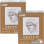 8&#034; x 10&#034; Spiral Bound Sketch Pad, 100-Sheets Each, 60 Pound (100gsm) (2 Pack)