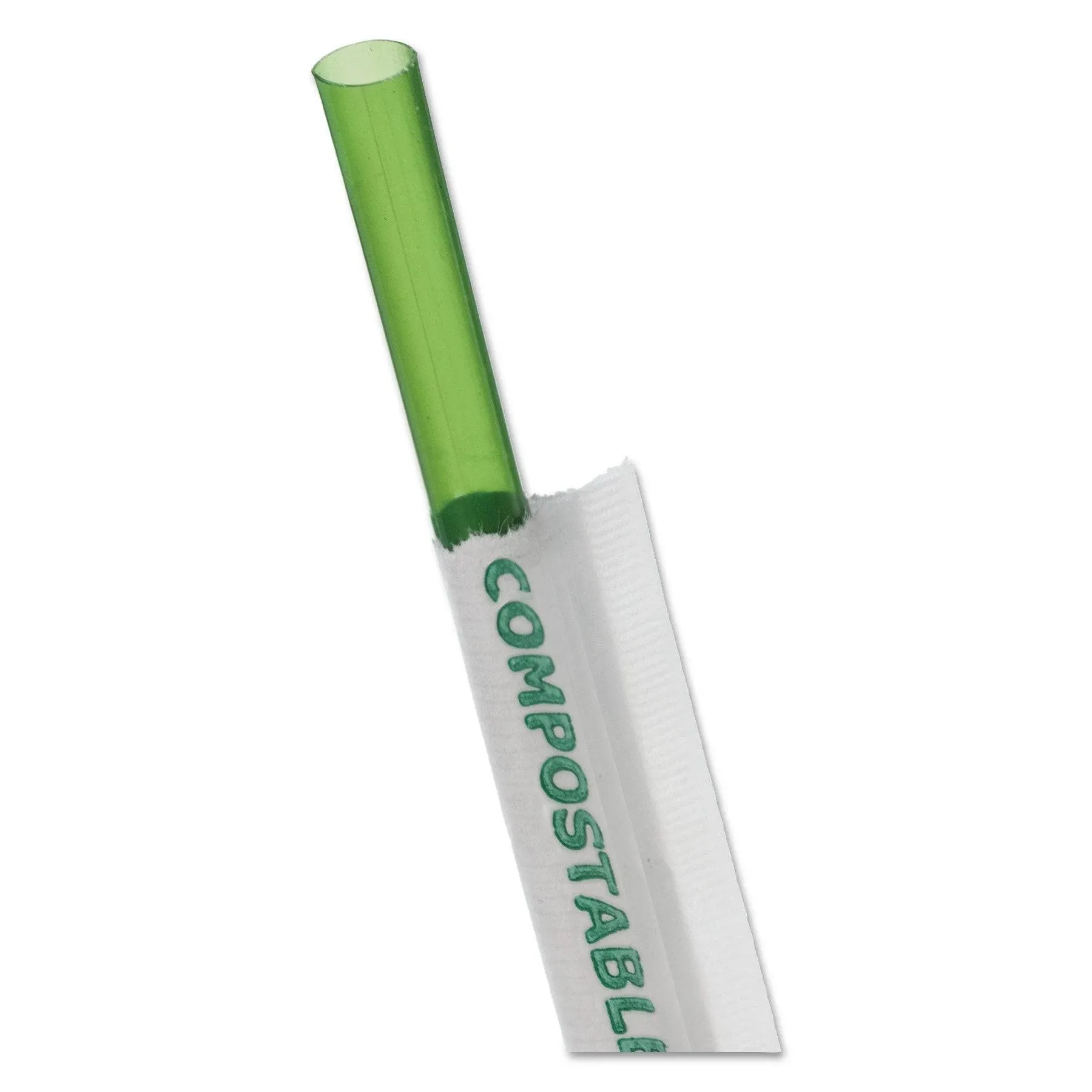 Eco Products Wrapped Straw, 7.75", Green, 9600/Carton