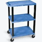 Luxor WT34BUS Blue 3 Shelf Specialty Utility Cart