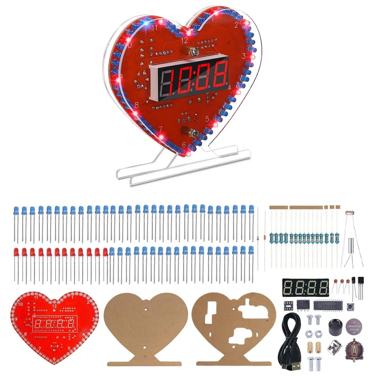 MIOYOOW Heart Shaped 4-Digit DIY Clock Kits