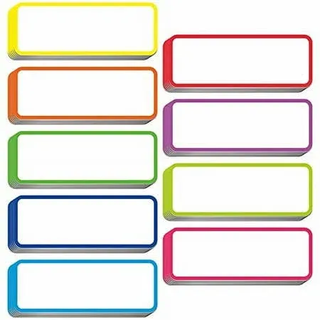 54 PCs Magnetic Dry Erase Reusable Name Tag Label Plate Neon Sticker in 9 Colors for Whiteboards Locker Fridge School Office Home (3.2" x 1.2" Each)