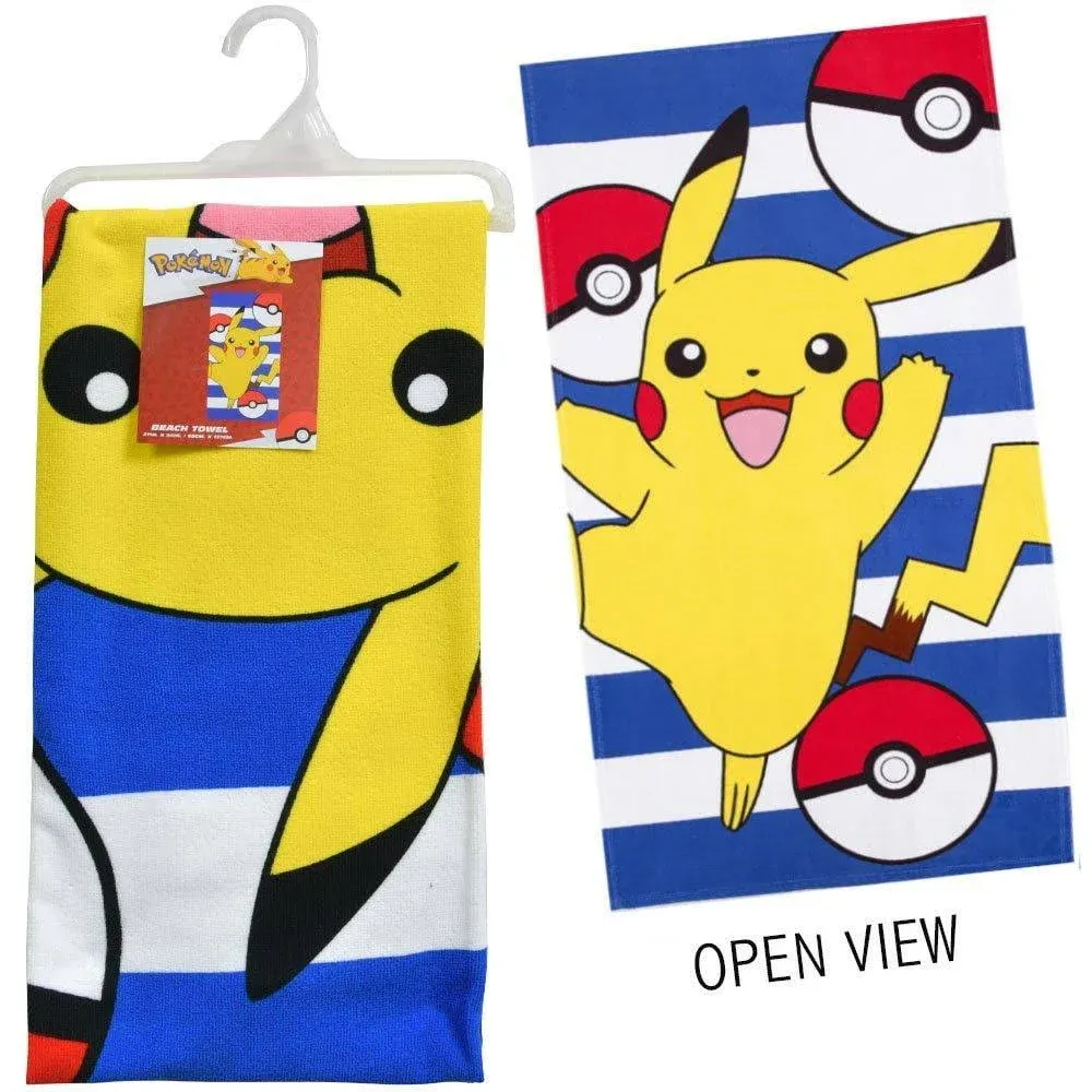 Northwest Pokémon Pikachu Beach Towel 27"x 54" Pokeball Pica Officially Licensed