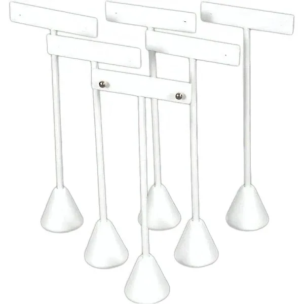 FindingKing 6 Earring T Stand White Leather Showcase Display 6.75"