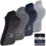  Unisex Non Slip Grip Socks with Medium 4 Pairs-black/Da<wbr/>rk Grey/Blue/Ligh<wbr/>t Grey