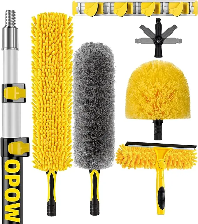 Opow 20 Foot High Ceiling Duster Kits with 5-12ft Heavy Duty Extension Pole, High Reach Duster for Cleaning,Microfiber Feather Duster,Cobweb