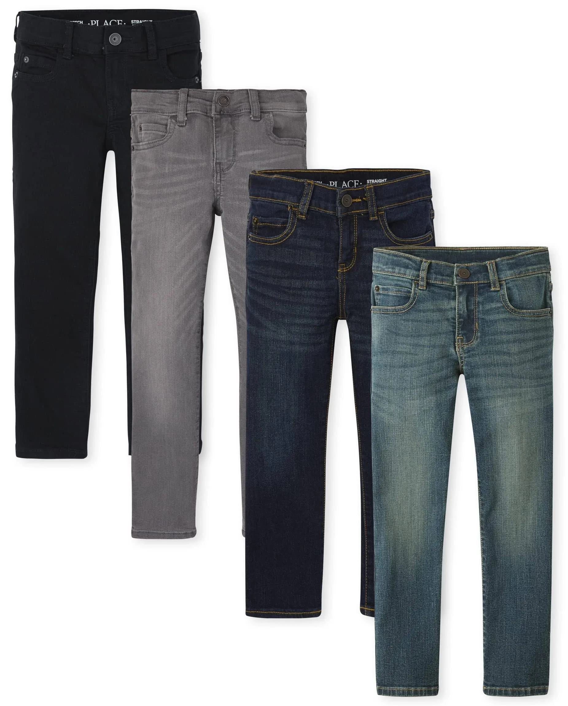 Boys Straight Jeans 4-Pack - Husky - Multi