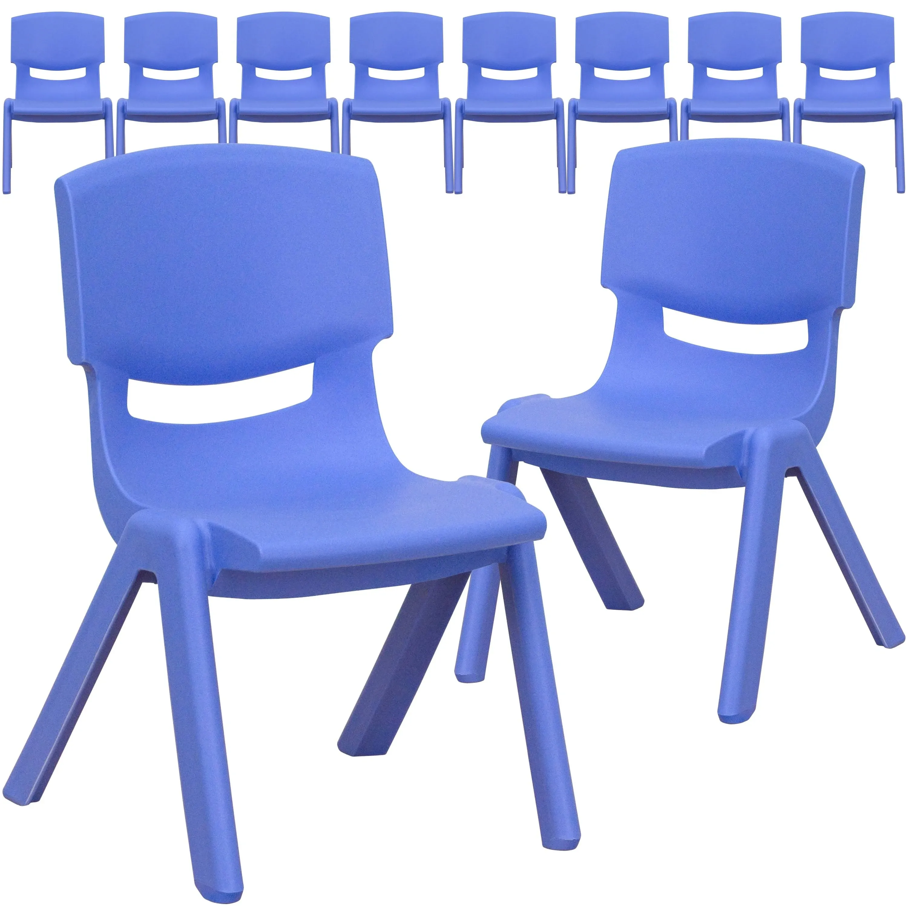 Flash Furniture Whitney 10 Pack Blue Plastic Stackable School Chair with 10.5'' Seat Height