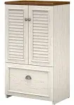 Bush Furniture Fairview Storage Cabinet with Drawer Antique White/Tea