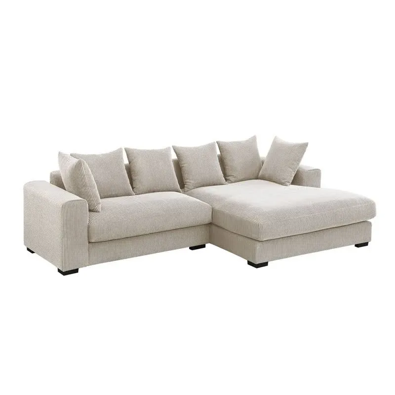 Devion Furniture 3 - Piece Upholstered Corduroy Sectional Sofa with Chaise