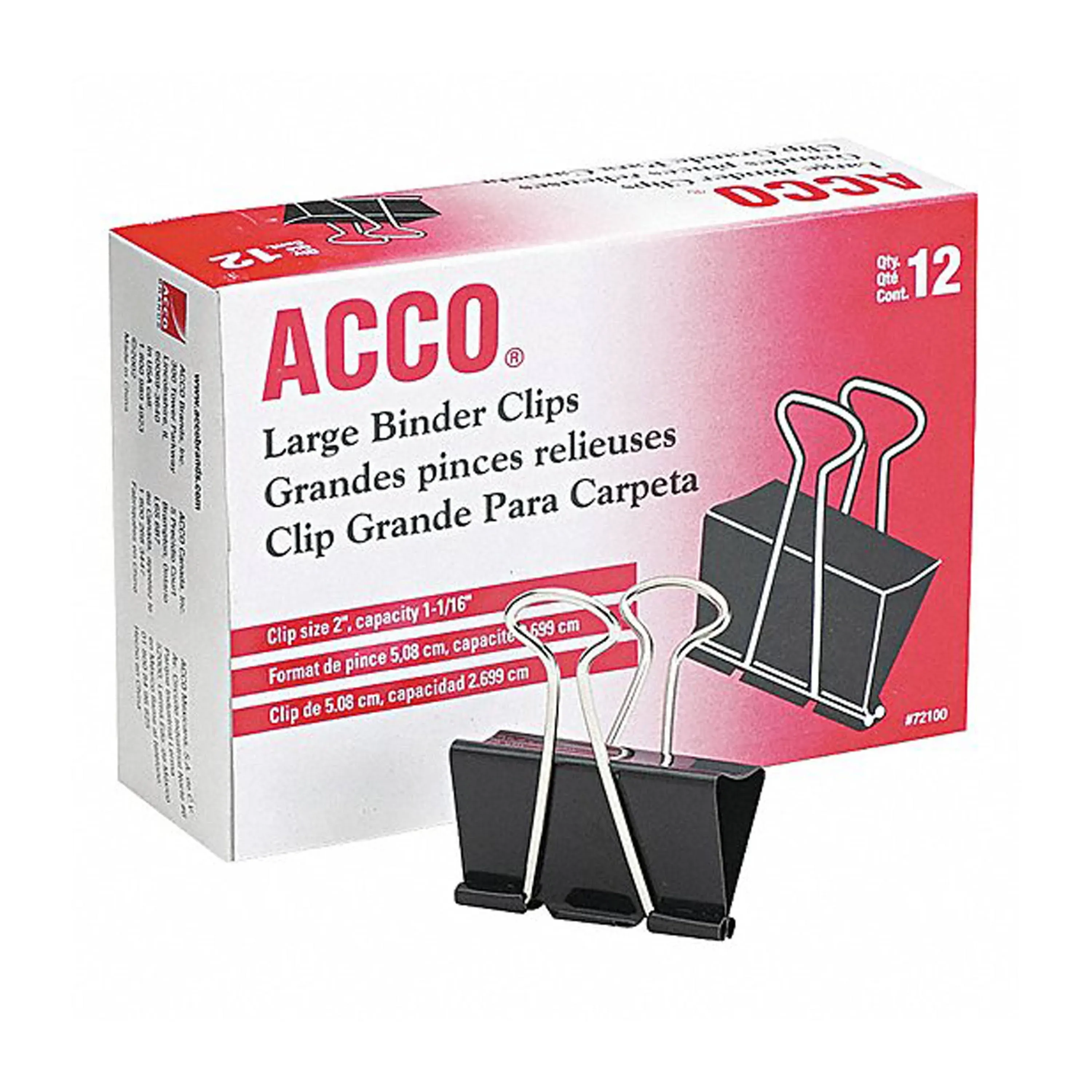 Acco Binder Clips Large 2 Boxes 12 Clips/box (72102) Black