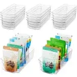 Hoojo Refrigerator Organizer Bins - 14pcs Clear Plastic Bins for Fridge, Freezer, Kitchen Cabinet, Pantry Organization and Storage, BPA Free Fridge