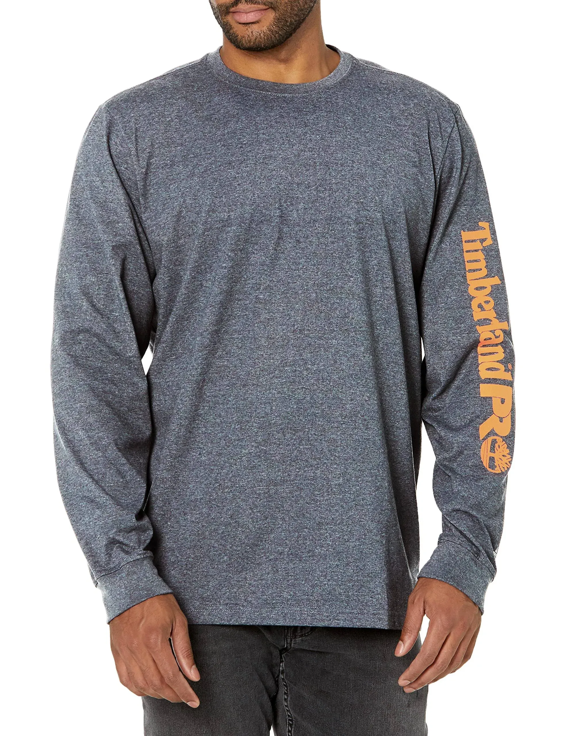 Timberland Pro Base Plate Long Sleeve Logo T-Shirt, Men's Navy Heather