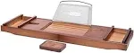 VIVOHOME Expandable 43 Inch Bamboo Bathtub Caddy Tray with Smartphone Tablet