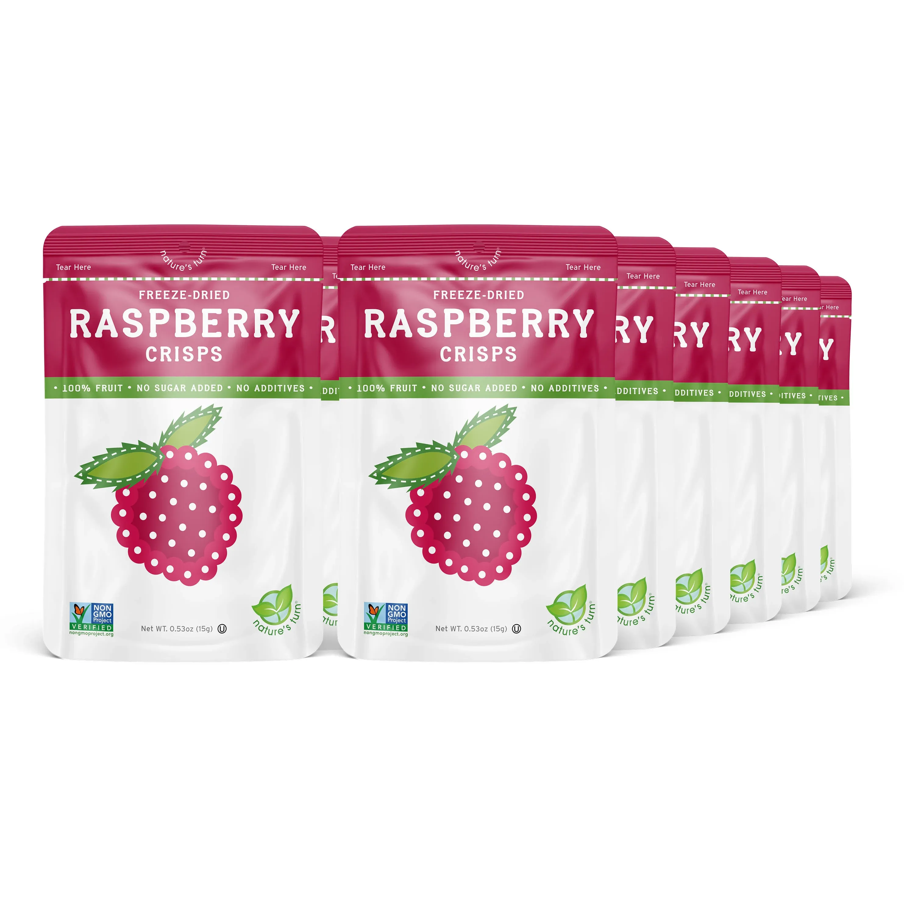 Nature’s Turn Freeze-Dried Fruit Snacks, Raspberry Crisps, Pack of 12 (0.53 oz Each)