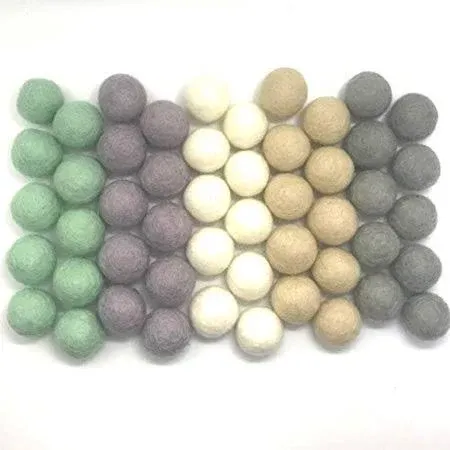 Wildflower by hu hands Raindrop Pastel Wool Felt Balls | (50) Pom Poms in Soft Natural Colors for Crafts, Garland, Felting, Decor | .8-1 Inch | Hand Felted in Nepal 100% Wool | Muslin Bag Included