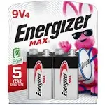 Energizer Max Alkaline 9V Batteries (4 Pack)