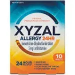 Xyzal Allergy 24Hr, Original Prescription Strength, 5 mg, Tablets - 10 tablets