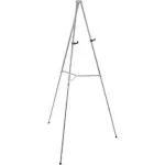 U.S. Art Supply 66" High Gallery Silver Aluminum Display Easel and Presentation Stand - Large Adjustable Height Portable Tripod, Holds 25 lbs - Floor and Tabletop, Display Paintings, Signs, Posters