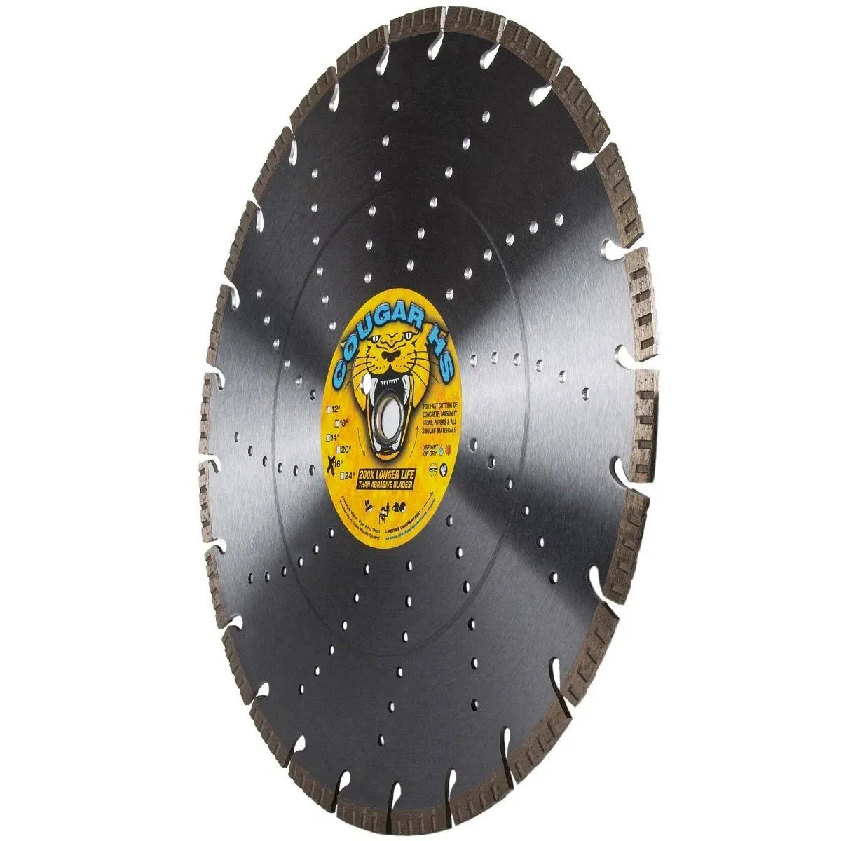 Delta Diamond Cougar HS 16 Inch Turbo-Segmente<wbr/>d Diamond Saw Blade, Premium, G...