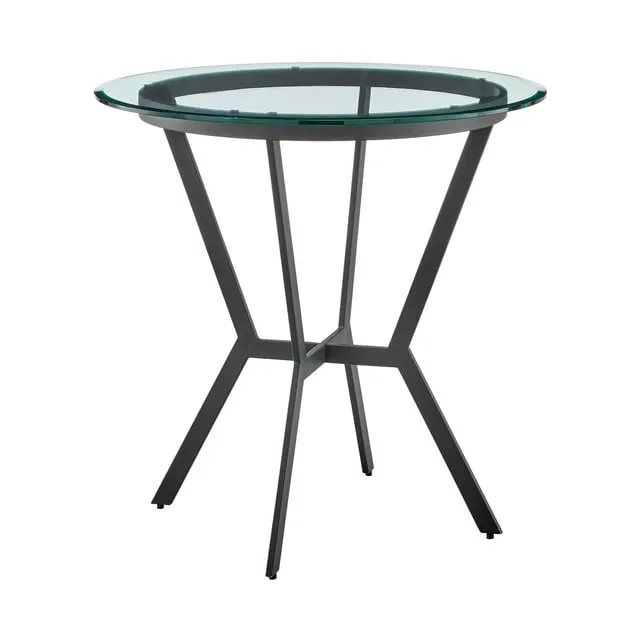 Armen Living Naomi Round Glass and Black Metal Bar Table