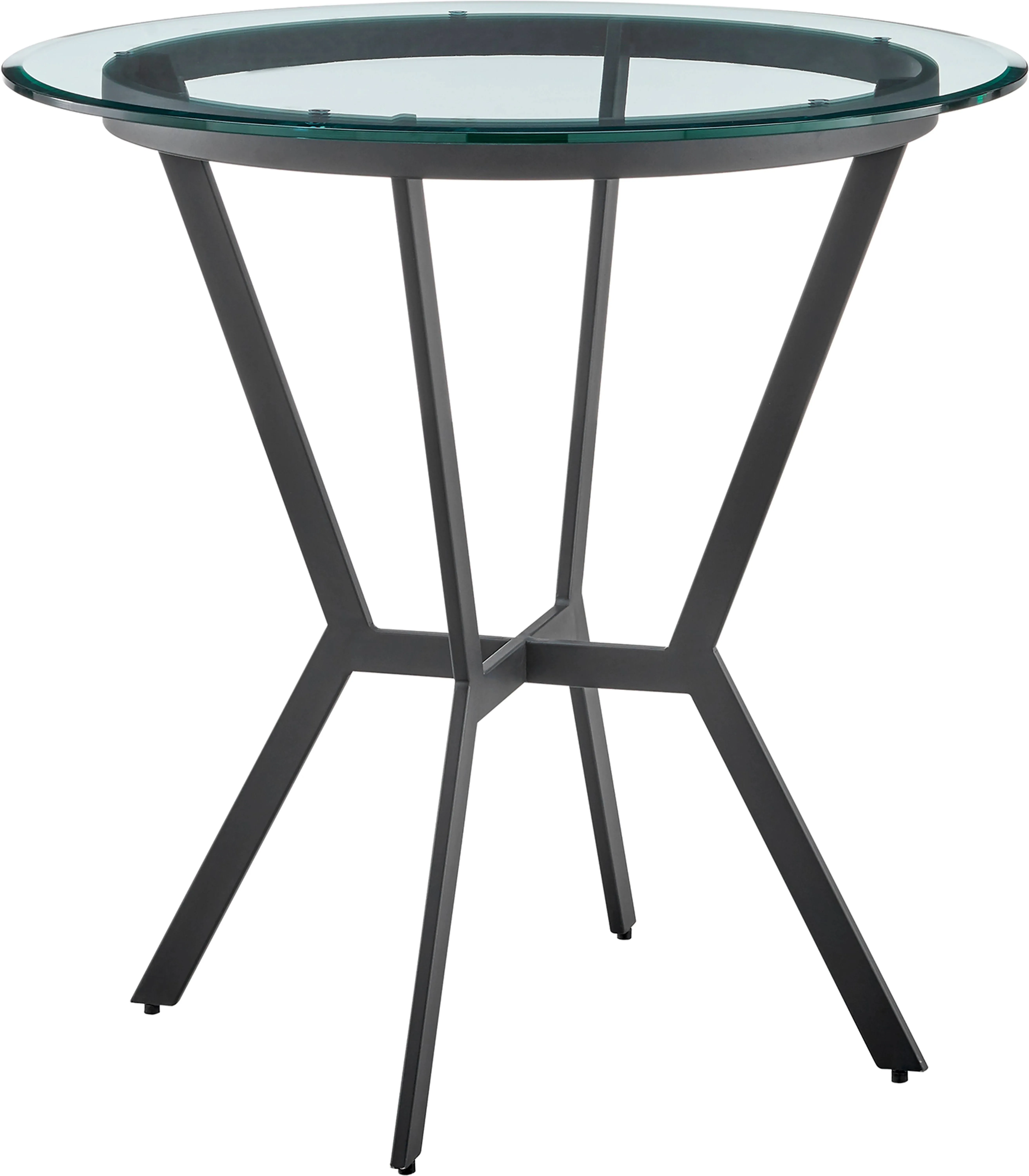 Armen Living Naomi Round Modern Metal/Glass Bar Table in Black/Clear