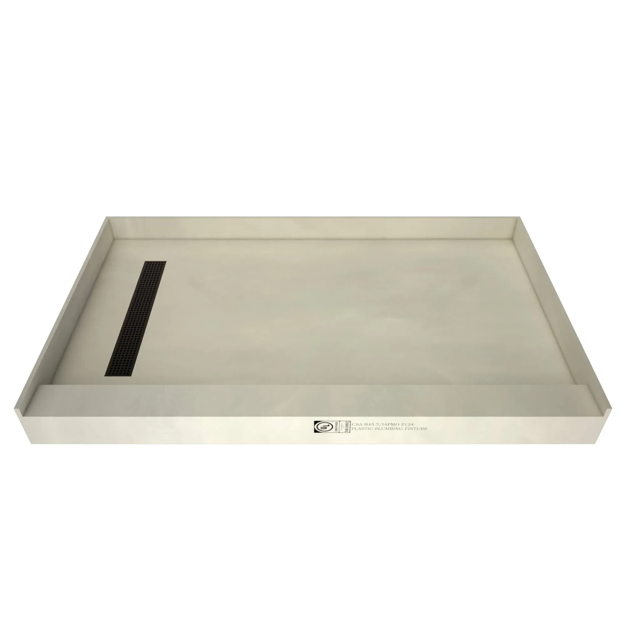 Tile Redi RT3060L-PVC-OB-2.5 Shower Pan with Left Drain- Single Curb Shower Base, 2" PVC Drain, and Grate Included, 60" Width x 30" Depth