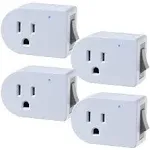 Fosmon ON/Off Switch, Grounded Outlet Switch (4 Pack), 3 Prong Plug in Electrical Switch, 245J Single Port Electric Switch Adapter Surge Protector, Power Switch Outlet Extender, White, ETL Listed