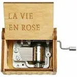 La Vie En Rose Music Box Carved Wood Music Box with Hand Crank Mechanism Uniqu