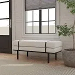 HomePop Cream Boucle Upholstered Bench with Metal Base