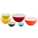 12 Piece Mixing Bowl Set with Lids, Rainbow Colors - 8 or More Pieces