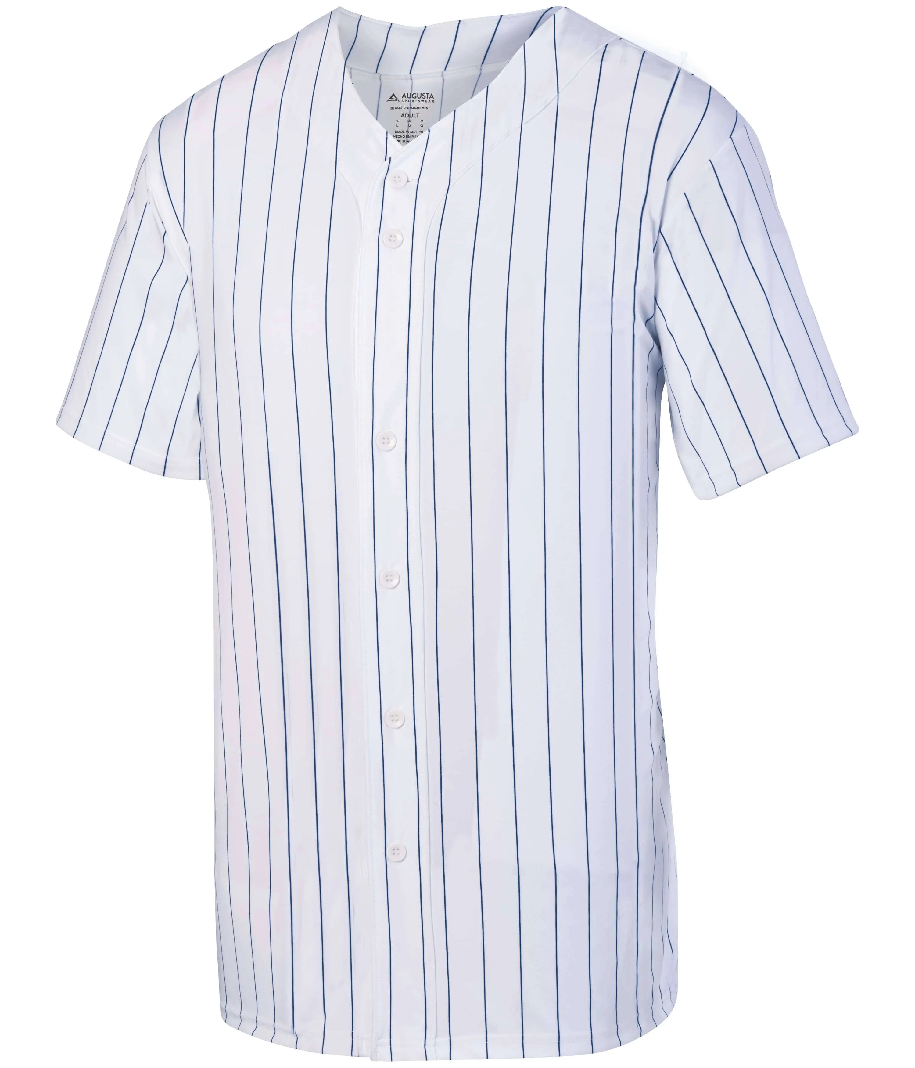 Augusta Sportswear 1685 Pinstripe Full Button Baseball Jersey - White/ Navy 3XL