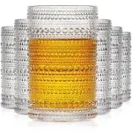 OPAYLY Hobnail Highball Glasses Set - Vintage Glassware Gift for Men  Women