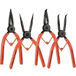 7-inch Snap Ring Pliers Set, 4-piece Heavy Duty Internal/External Circlip Pliers Set (Tip Diameter 1.7mm), Straight/Bent Jaw, Cr-V Steel - For fixing snap ring removers