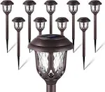 ExcMark 10 Pack Solar Lights Outdoor Garden Pathway Solar Powered Yard Lights for Walkway Sidewalk Driveway. (Black, Multi-colored)