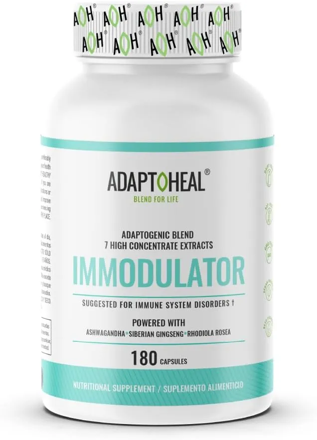 Immodulator - Adaptogenic Supplement for Well-Being, with Ginseng, Ashwagandha, Reishi Mushroom - Supports Stress Response, Mood Balance and Immune System Function (180 Capsules/700 mg)