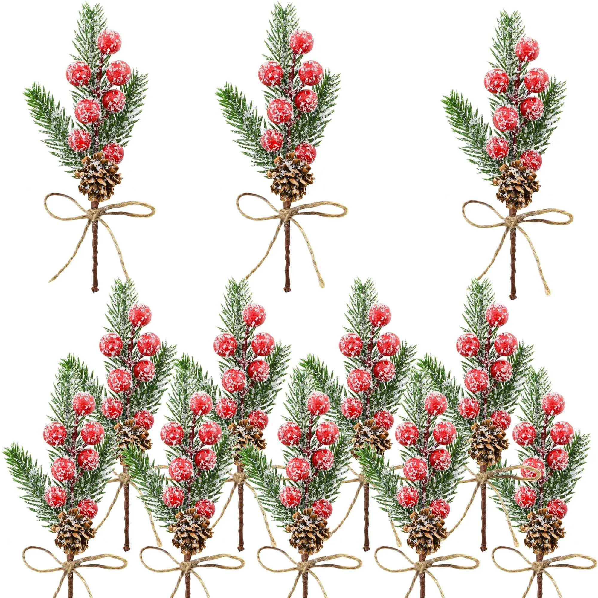 12PCS Christmas Berries Pine Cones Artificial Tree Picks Christmas Decoration...